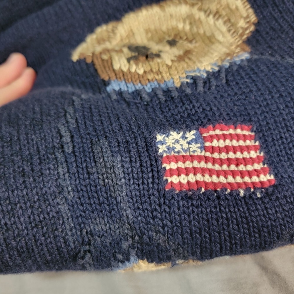 Polo Ralph Lauren Polo Bear Sweater Men's Large Blue Crew Neck Long Sleeve - Picture 10 of 11